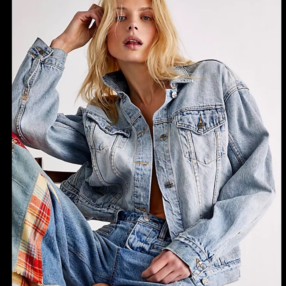 Vintage Free People Denim Trucker Jacket